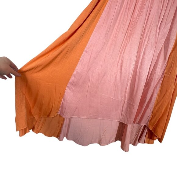 Petal & Pup Pink & Orange Color Block High Low Maxi Skirt Women's US Size 8 - Picture 5 of 9